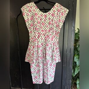 Nicole Miller White and Pink Floral Casual Dress